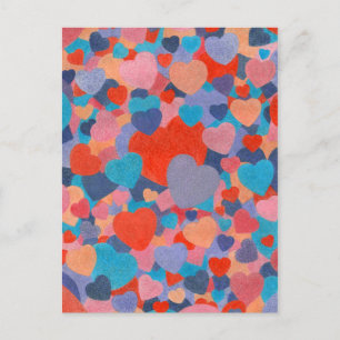 Valentine Watercolor Hearts Postkarte