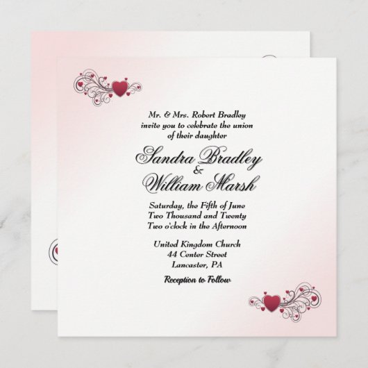 Valentine Wedding Einladung (Vorne/Hinten)