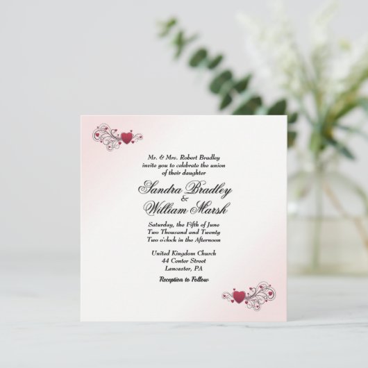 Valentine Wedding Einladung (Stehend Vorderseite)