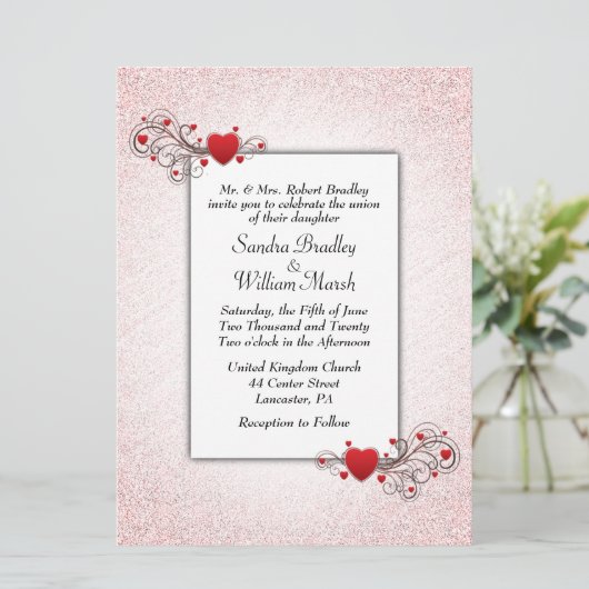 Valentine Wedding Einladung (Stehend Vorderseite)