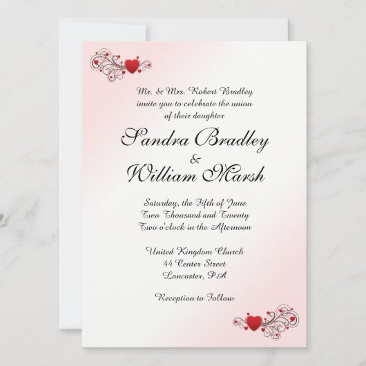 Valentine Wedding Einladung (Vorderseite)