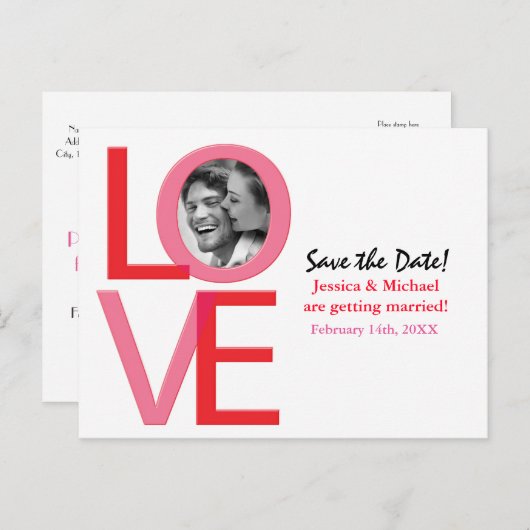 Valentine Wedding Rett Date Foto Liebe Postkarte (Vorne/Hinten)