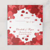 Valentine Wedding Schöne rote Herzen Platzkarte (Außenseite Aufgefaltet)