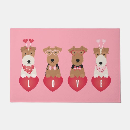 Valentine Welsh Wire Fox Terrier Dogs Fußmatte (Vorderseite)