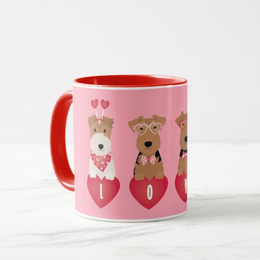 Valentine Welsh Wire Fox Terrier Dogs Tasse (Vorderseite Links)