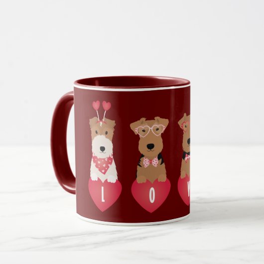 Valentine Welsh Wire Fox Terrier Dogs Tasse (Vorderseite Links)