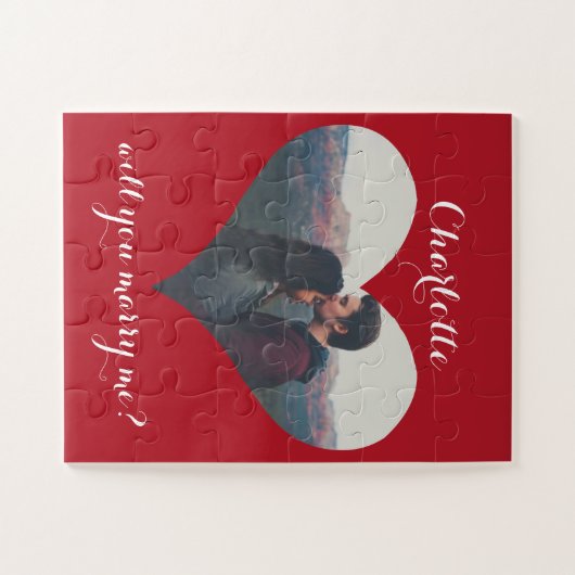 Valentine werden Sie heiraten mich Vorschlag Herz Puzzle (Horizontal)
