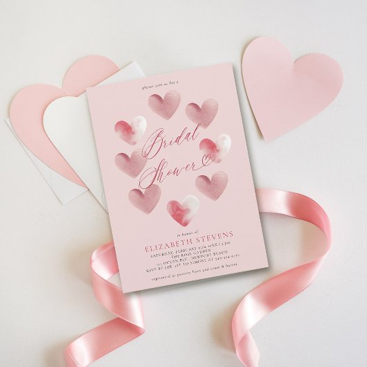 Valentine Whimsical Heart Dusty Pink Brautparty Einladung