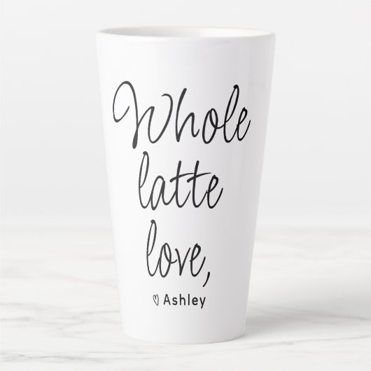 Valentine Whole Latte Liebe Black Script Milchtasse (Vorderseite)