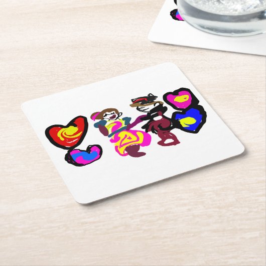 Valentine win love rechteckiger pappuntersetzer (angewinkelt)