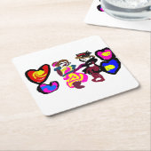 Valentine win love rechteckiger pappuntersetzer (angewinkelt)