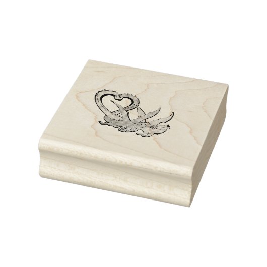 Valentine Wood Briefmarke Dragons Liebe Schwanz Gummistempel (Stempel)