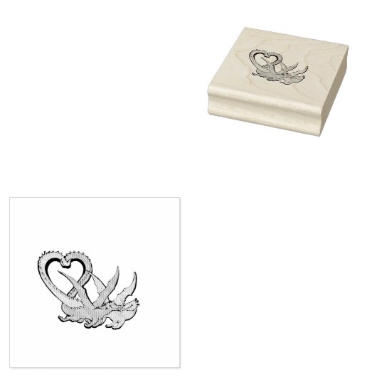 Valentine Wood Briefmarke Dragons Liebe Schwanz Gummistempel (Stempel)