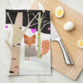 Valentine Woodland Füchse Küche Handtuch (Viertel Falte)