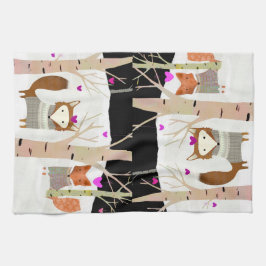 Valentine Woodland Füchse Küche Handtuch