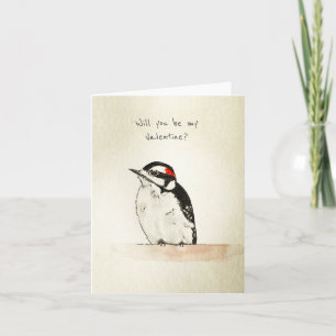 Valentine Woodpecker Folded Note Card Karte