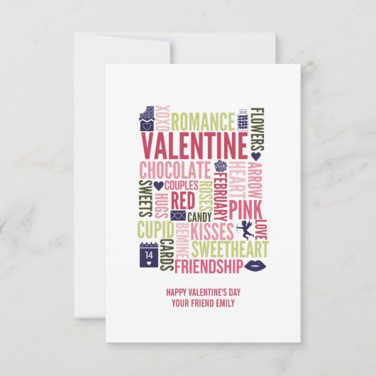 Valentine Words-Klasse Valentine Card Einladung (Vorderseite)