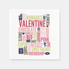 Valentine Words Valentine's Day Paper Napkins Serviette