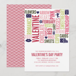 Valentine Words Valentine's Day Party Card Einladung