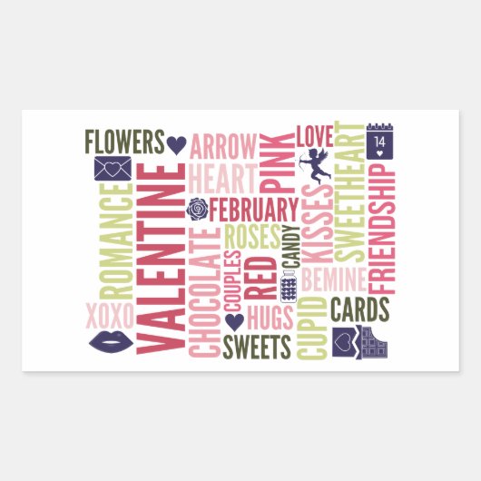 Valentine Words Valentine's Day Rectangle Stickers (Vorderseite)