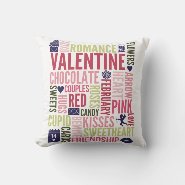 Valentine Words Valentine's Day Throw Kissen (Vorderseite)