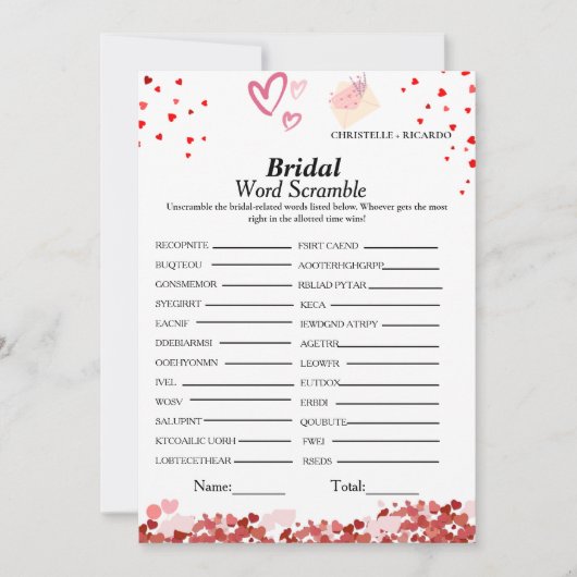 Valentine Wortmarke: Brautparty-Spielkarte Einladung (Vorderseite)