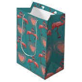 Valentine Wrapping Paper - Flamingo - Retro Mittlere Geschenktüte (Vorderseite Schrägansicht)