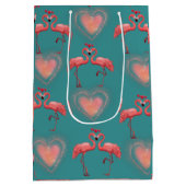 Valentine Wrapping Paper - Flamingo - Retro Mittlere Geschenktüte (Rückseite)