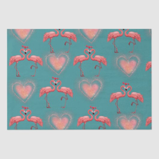 Valentine Wrapping Paper - Flamingo - Retro Seidenpapier (Vorderseite)