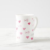 Valentine XO Sweet Hearts Pink DATE Liebe Porzellantasse (Vorderseite Rechts)
