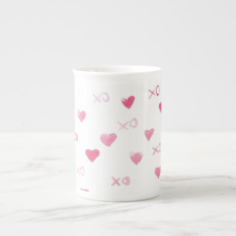 Valentine XO Sweet Hearts Pink DATE Liebe Porzellantasse