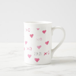 Valentine XO Sweet Hearts Pink DATE Liebe Porzellantasse