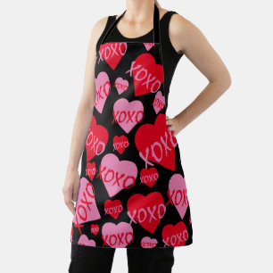 Valentine XOXO Herz rosa rotes Muster Modernes Sch Schürze