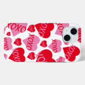 Valentine XOXO Herzrosa rotes Muster Modernes Weiß Case-Mate iPhone Hülle (Rückseite (Horizontal))