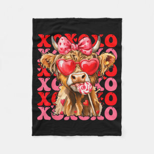 Valentine Xoxo Highland-Kuh Süße Kokette Schleife Fleecedecke