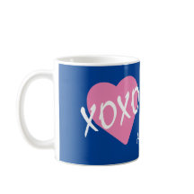 Valentine XOXO Hugs Kisses Pink Heart Blue