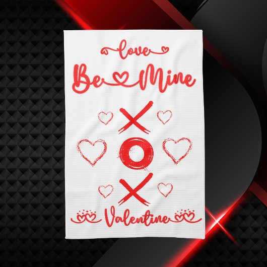 Valentine XOXO mit Herz in Rot | Geschirrtuch