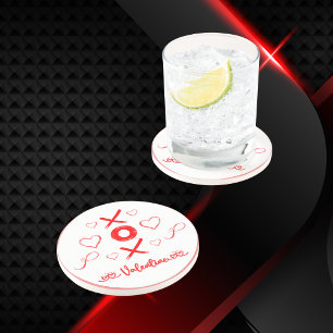 Valentine XOXO mit Herz in Rot   Getränkeuntersetzer
