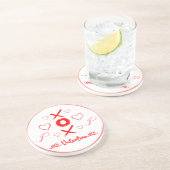 Valentine XOXO mit Herz in Rot | Getränkeuntersetzer (Seite)