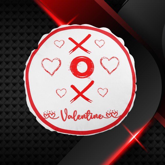 Valentine XOXO mit Herz in Rot | Rundes Kissen (Von Creator hochgeladen)