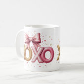 Valentine XOXO Rosa Valentinstag Kaffeetasse (Vorderseite Links)