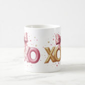 Valentine XOXO Rosa Valentinstag Kaffeetasse (Mittel)