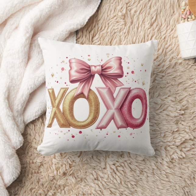 Valentine XOXO Rosa Valentinstag Kissen (Decke)