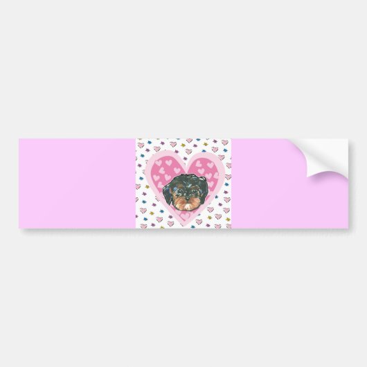 Valentine Yorkie Poo Autoaufkleber (Vorne)