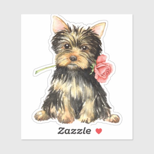 Valentine Yorkshire Terrier Vinyl Sticker (Blatt)