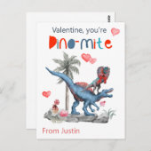 Valentine You are Dino-mite Dinosaurier Classroom Postkarte (Vorne/Hinten)