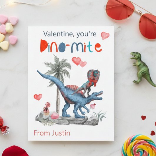 Valentine You are Dino-mite Dinosaurier Classroom Postkarte