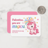 Valentine You Are Magical Kids Unicorn Mitteilungskarte (Vorderseite/Rückseite Beispiel)