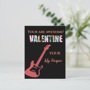 Valentine You Rock Red Guitar Kids Valentinstag Mitteilungskarte