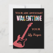 Valentine You Rock Red Guitar Kinder Valentinstag Mitteilungskarte (Vorderseite)